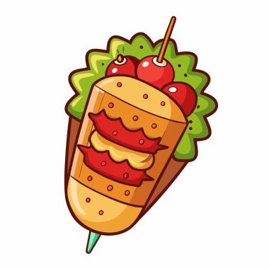 Kebap vektör çizimi beyaz arkaplanda izole edildi.