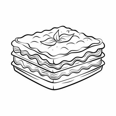 Lasagna siluet vektör çizimi beyaz bir arkaplanda izole.