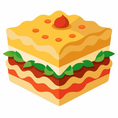 Beyaz arkaplanda izole edilmiş lazanya vektör çizimi.