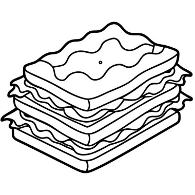 Lasagna siluet vektör çizimi beyaz bir arkaplanda izole.