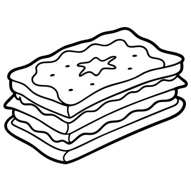 Lasagna siluet vektör çizimi beyaz bir arkaplanda izole.