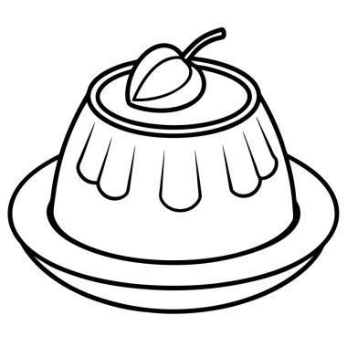 Panna Cotta çizgisi resim biçimi çizimi beyaz arkaplanda izole edildi.