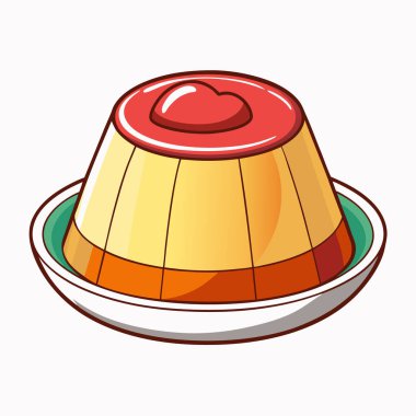 Panna Cotta vektör çizimi beyaz arkaplanda izole edildi.