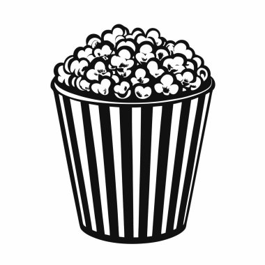 Beyaz arkaplanda izole edilmiş patlamış mısır silueti vektör çizimi.