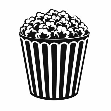 Beyaz arkaplanda izole edilmiş patlamış mısır silueti vektör çizimi.