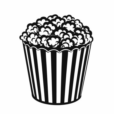 Beyaz arkaplanda izole edilmiş patlamış mısır silueti vektör çizimi.