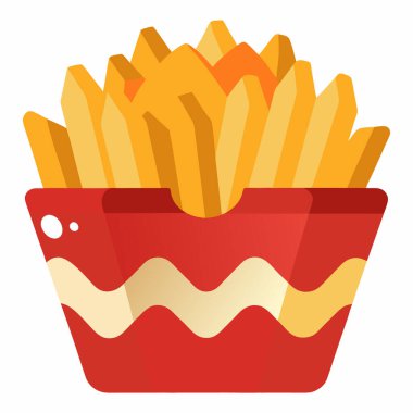 Beyaz arkaplanda izole edilmiş poutine vektör çizimi.