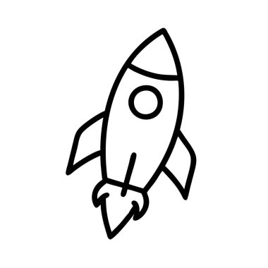 Roket simge vektör illüstrasyonu beyaz arkaplanda izole edildi.