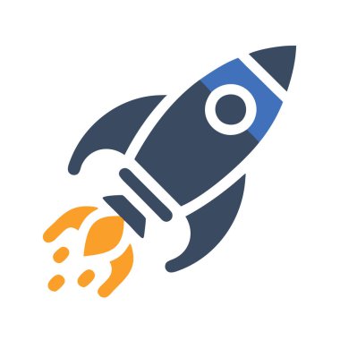 Roket simge vektör illüstrasyonu beyaz arkaplanda izole edildi.