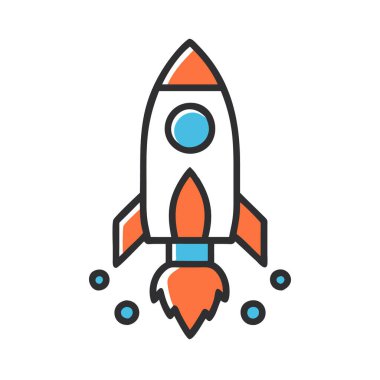 Roket simge vektör illüstrasyonu beyaz arkaplanda izole edildi.