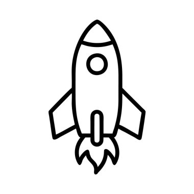 Roket simge vektör illüstrasyonu beyaz arkaplanda izole edildi.