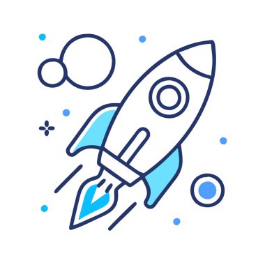 Roket simge vektör illüstrasyonu beyaz arkaplanda izole edildi.