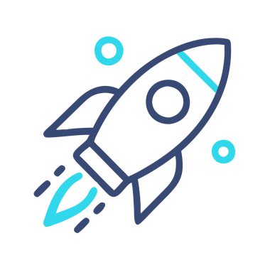 Roket simge vektör illüstrasyonu beyaz arkaplanda izole edildi.