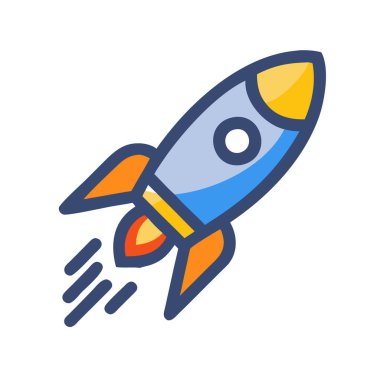 Roket simge vektör illüstrasyonu beyaz arkaplanda izole edildi.