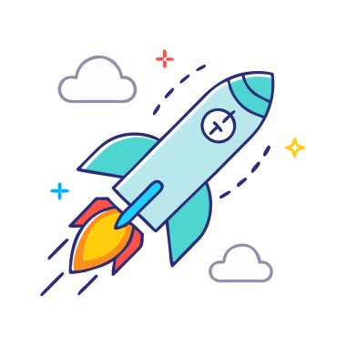 Roket simge vektör illüstrasyonu beyaz arkaplanda izole edildi.