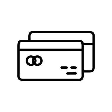 Beyaz arkaplanda izole edilmiş kredi kartı simgesi vektör çizimi.