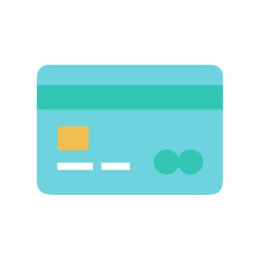 Beyaz arkaplanda izole edilmiş kredi kartı simgesi vektör çizimi.