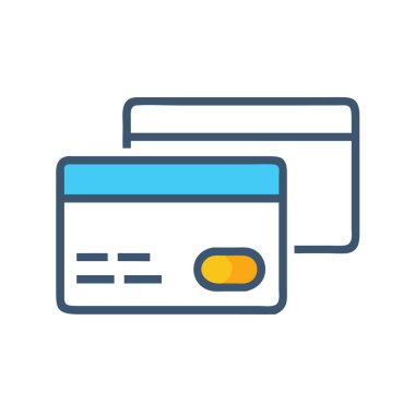 Beyaz arkaplanda izole edilmiş kredi kartı simgesi vektör çizimi.