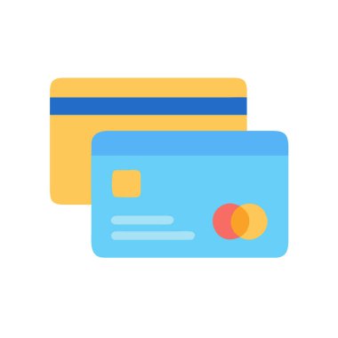 Beyaz arkaplanda izole edilmiş kredi kartı simgesi vektör çizimi.