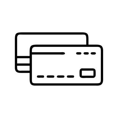 Beyaz arkaplanda izole edilmiş kredi kartı simgesi vektör çizimi.