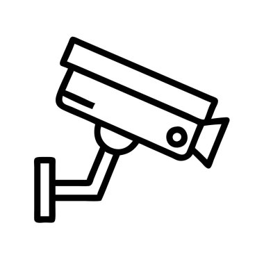 Beyaz arkaplan üzerindeki CCTV kamera ana hatları vektörü
