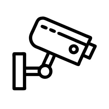 Beyaz arkaplan üzerindeki CCTV kamera ana hatları vektörü