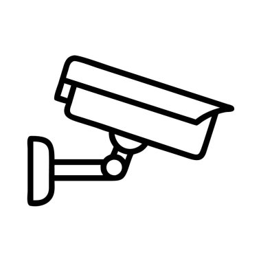 Beyaz arkaplan üzerindeki CCTV kamera ana hatları vektörü