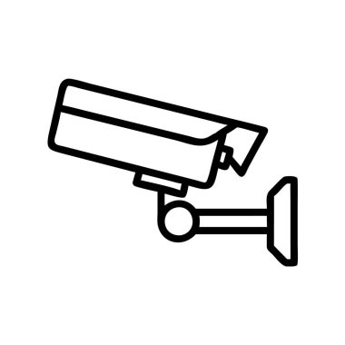 Beyaz arkaplan üzerindeki CCTV kamera ana hatları vektörü