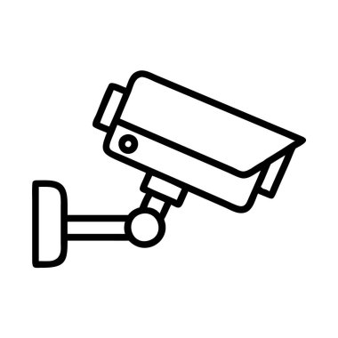 Beyaz arkaplan üzerindeki CCTV kamera ana hatları vektörü