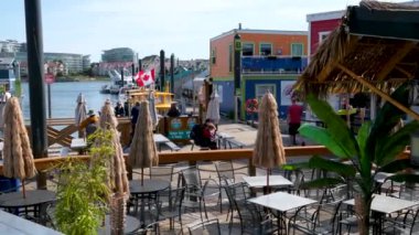 Balıkçılar Vancouver Adası Victoria. Britanya Kolombiyası Kanada. Balıkçılar İskelesindeki Tekne Evleri