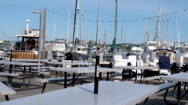 Balıkçılar Vancouver Adası Victoria. Britanya Kolombiyası Kanada. Balıkçılar İskelesindeki Tekne Evleri