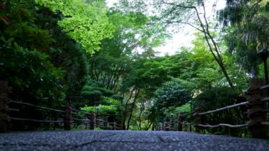 Victoria British Columbia, Kanada Butchart Gardens Kanada Ulusal Tarihi Sitesi, turistler batık bahçelerdeki patikaların çevresini geziyorlar. Yüksek kalite 4k görüntü