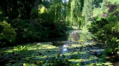Vancouver Adası Butchart Gardens Kanada Victoria. Vancouver Adası, British Columbia, Kanada 'daki Butchart Gardens' ın güzel yaz manzarası yatay formatta.