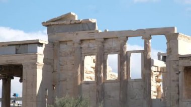 Herodes Atticus, Akropolis, Atina, Yunanistan 'ın Odeon cephesinin ayrıntıları. Yüksek kalite 4k görüntü