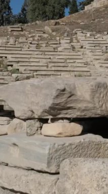 Herodes Atticus, Akropolis, Atina, Yunanistan 'ın Odeon cephesinin ayrıntıları. Yüksek kalite 4k görüntü