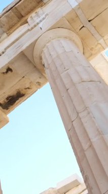 Herodes Atticus, Akropolis, Atina, Yunanistan 'ın Odeon cephesinin ayrıntıları. Yüksek kalite 4k görüntü
