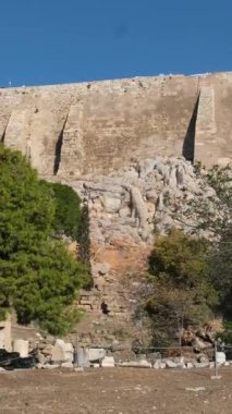 Herodes Atticus, Akropolis, Atina, Yunanistan 'ın Odeon cephesinin ayrıntıları. Yüksek kalite 4k görüntü