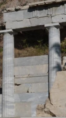 Herodes Atticus, Akropolis, Atina, Yunanistan 'ın Odeon cephesinin ayrıntıları. Yüksek kalite 4k görüntü