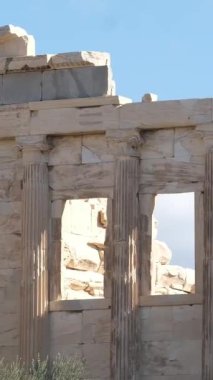 Herodes Atticus, Akropolis, Atina, Yunanistan 'ın Odeon cephesinin ayrıntıları. Yüksek kalite 4k görüntü
