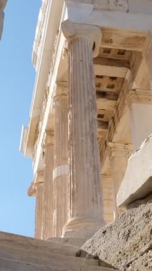 Herodes Atticus, Akropolis, Atina, Yunanistan 'ın Odeon cephesinin ayrıntıları. Yüksek kalite 4k görüntü