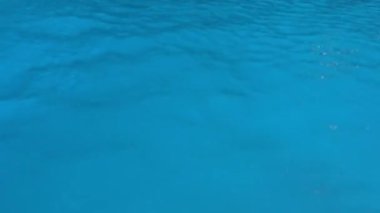 Yüzme havuzunda hafif yansımalı mavi su. Yüksek kalite 4k görüntü