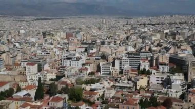 Atina, Parthenon, güneşli Akropolis, Yunanistan 'ın Havadan Görüntü Çekimi Kuruluyor. Yunanistan Atina Akropolü