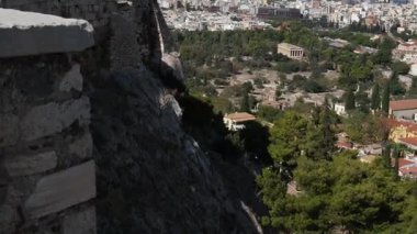 Atina, Parthenon, güneşli Akropolis, Yunanistan 'ın Havadan Görüntü Çekimi Kuruluyor. Yunanistan Atina Akropolü