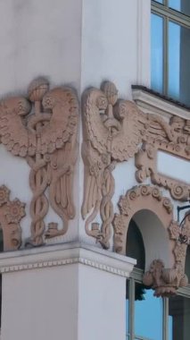 Ana Pazar Meydanı veya Rynek Glowny ile bir belediye binası, Sukiennice ve St. Marys Bazilika Kilisesi Krakow, Polonya 'da gün doğumunda. Sabah Krakow merkez meydanının hava görüntüsü. - Evet. Yüksek kalite 4k