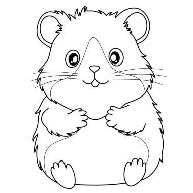 Siyah beyaz çizgili şirin bir hamster çocuk boyama sayfaları ve basılabilir hayvan malzemeleri için mükemmel.