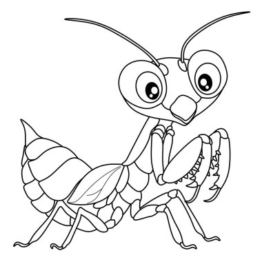 Siyah beyaz çizgili peygamber devesi çizgi filmi, çocuk boyama sayfaları ve eğitim böcekleri için mükemmel basılabilir.