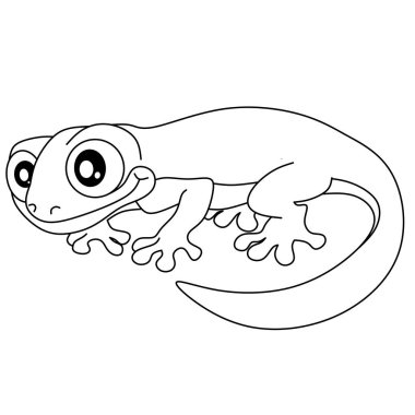 Siyah beyaz çizgili semender / semender şirin çizgi film, çocuk boyama sayfaları ve eğitici amfibi yazıcıları için mükemmel.