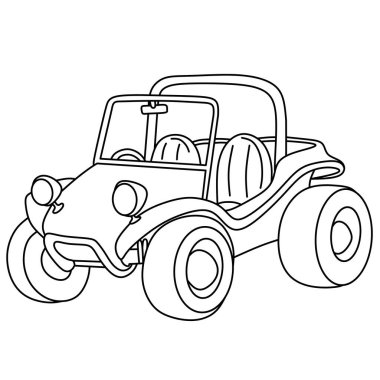 Siyah-beyaz basit bir çizgi film çizimi, kolay boyama sayfaları, çocuk çizim dersleri ve basılabilir araç aktiviteleri için mükemmel.