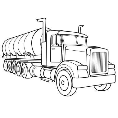 Ağır petrol tankeri ana hatları endüstriyel araç boyama sayfaları, ulaşım temaları ve detaylı kamyon faaliyetleri için mükemmel.