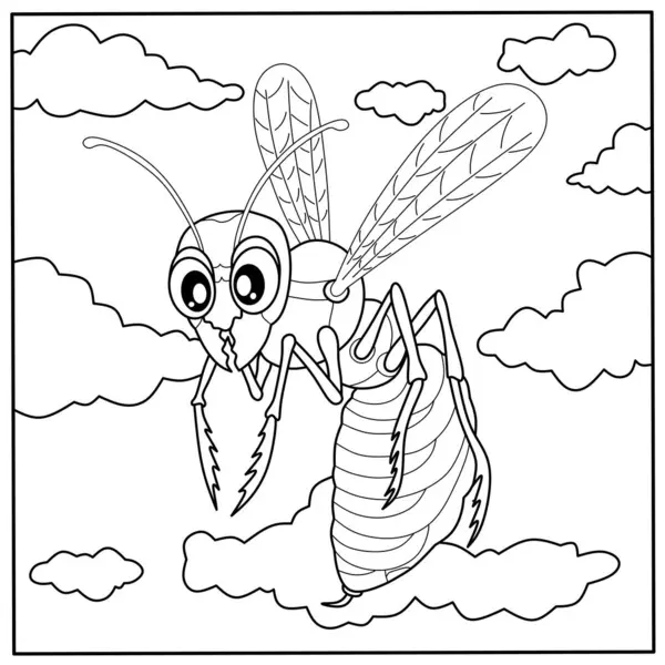 Çocuklar için boyama kitabı. Şirin küçük yusufçuk sinekleri.